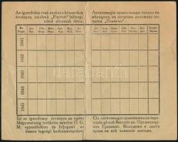 Ungváron kiadott kétnyelvű igazolvány a Görög kat. Ifjúsági Egyesület tagjai részére, kitöltetlen pé...