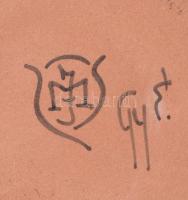 Modern patikaüveg, kerámia, Tartras kalicus felirattal, jelzett, kopott, m:26cm