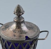 Mustártartó, ezüstözött alpakka, jelzett, m:17cm