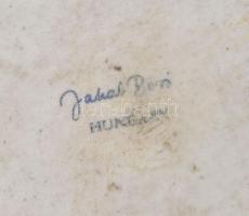 Jakab Bori márványmintás porcelán kaspó, jelzett, kis kopásnyomokkal, vízkőnyommal d: 17 cm