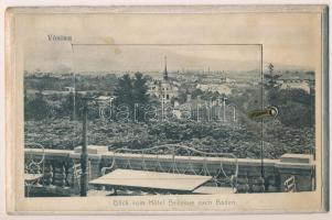 Bad Vöslau, Blick vom Hotel Bellevue nach Baden - thick wooden leporellocard