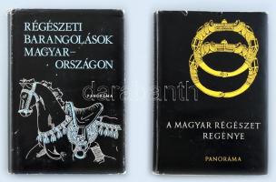 2 db régészeti könyv: Régészeti barangolások Magyarországon, A magyar régészet regénye. Bp., 1967-1978. Panoráma. Kiadói vászonkötésben, papír védőborítóval. Volt könyvtári példányok
