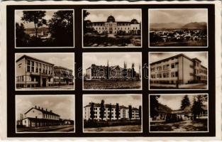 1937 Homonna, Homenau, Humenné; mozaiklap: vasútállomás, kastély / multi-view postcard with castle and railway station (EK)