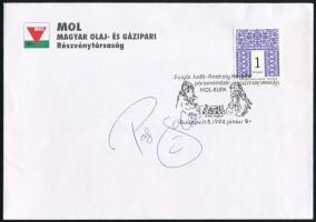 Polgár Judit sakkozó saját kezű aláírása borítékon