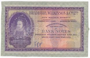 Nagy-Britannia ~1900. Bradbury, Wilkinson & Co. Ltd. bankjegy, postai bélyeg, részvény véső és nyomtató cég reklámja, melynek egyik oldala bankjegy-, másik oldala részvényszerű T:I- United Kingdom ~1900. Bradbury, Wilkinson & Co. Ltd. banknote- and share-like advertisement of an engraver and printer of banknotes, postage stamps and share certificates C:AU