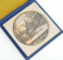 Berán Lajos (1882-1943) 1931. "Budapesti Emlék" ezüstözött bronz emlékérem, dísztokban (80...