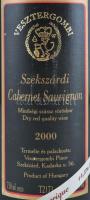 2000 Vesztergombi Szekszárdi Cabernet Sauvignon Barrique 2000, bontatlan palack száraz vörösbor, sza...