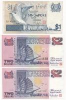 Szingapúr 1976. 1$ + 1992. 2$ (2x) T:II-,III Singapore 1976. 1 Dollar + 1992. 2 Dollars (2x) C:VF,F Krause P#9, P#28