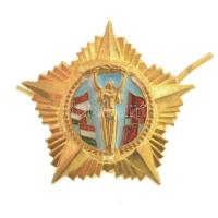 1984. Április Negyedike Érdemrend aranyozott, zománcozott bronz szalagsáv miniatűr (17mm) T:1- Hungary 1984. Order of Merit of April Fourth service ribbon miniature (17mm) C:AU