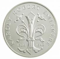 1992. 500Ft Ag "Károly Róbert" kapszulában, díszdobozban, tanúsítvánnyal T:BU ujjlenyomat
...