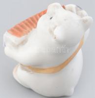 Herendi 1943 mini (újévi) harmonikázó malac. Kézzel festett, jelzett, kopásnyomokkal, apró lepattaná...