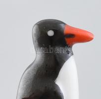 Herendi / Óherendi mini pingvin. Kézzel festett, jelzett, kopásnyomokkal. 4 cm