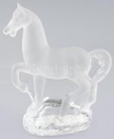 1960-as 70-es évek Lars Hellsten for Skruf Svédország művészi üveg ló szobrok, jelzés nélkül. kopott.m:14cm