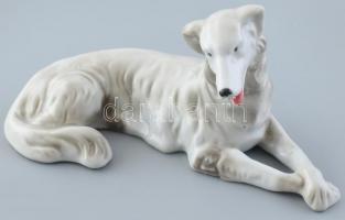 Japán porcelán, kutya, kopott, jelzett, h:18cm