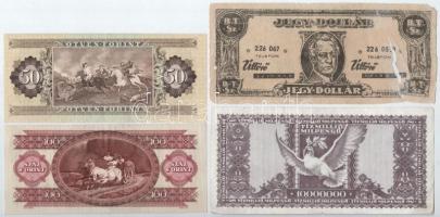10db-os Pengő és Forint bankjegytétel, közte 1930. 100P csillagos sorszám (2x) és ~1970. "Úttör...