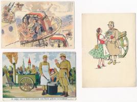 2 db RÉGI humoros katonai képeslap / 3 pre-1945 humorous military postcards
