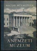 Zádor Anna: A Nemzeti Múzeum. Magyar Műemlékek. Bp., 1953., Képzőművészeti Alap. Fekete-fehér fotókkal illusztrált. Kiadói félvászon-kötés, kissé kopott borítóval. Megjelent 2000 példányban.