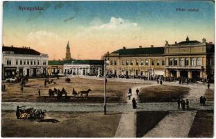 Nyíregyháza, Fő tér, Dersényi áruház, Blumberg József üzlete. Vasúti levelezőlapárusítás 14. 1916. (EK)