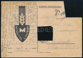 1940 Közérdekű munkaszolgálatos levelezőlap, vágott