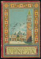 cca 1900 Ricordo di Venezia leporelló, benne 32 kép, 6 oldalas panoráma kép, 2 oldalas térkép