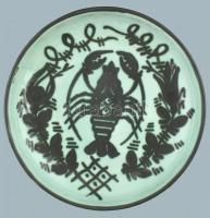 Gorka Géza (1894-1971): Iparművészeti vállalatos rákos tál. Kézzel festett mázas kerámia, jelzett, hibátlan, d: 23,5 cm