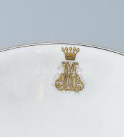 Kínálótál, szoszié, porcelán, jelzett, nemesi korona és monogram: HM?, kopott, d: 25,5cm, 26x12,5cm