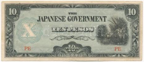 Fülöp-szigetek / Japán megszállás 1943. 10P T:III Philippines / Japanese occupation 1943. 10 Pesos C:F