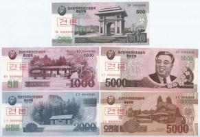 Észak-Korea 2002-2013. 5W-5000W (10xklf) MINTA felülnyomással és "0000000"-ás sorszámmal T...
