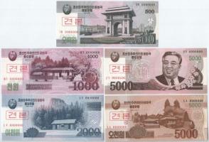Észak-Korea 2002-2013. 5W-5000W (10xklf) MINTA felülnyomással és "0000000"-ás sorszámmal T...