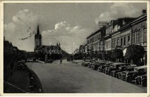 1932 Eperjes, Presov; Masaryk utca, autók / Masaryková ul. / street, automobiles (EB)