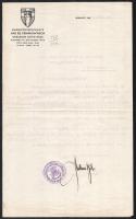 1926 Bp., Keresztényszocialista Vas és Fémmunkások Országos Szövetsége levele a MÁV-hoz