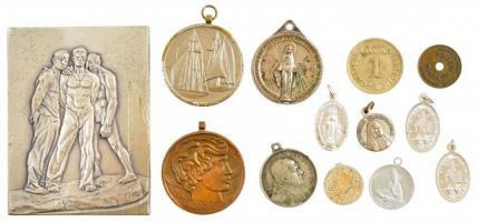 13db vegyes magyar és külföldi vallási érem és plakett tétel T:1--2 13pcs of mixed religious medal and commemorative medallion lot C:AU-XF