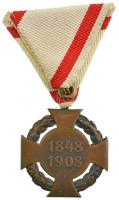1908. "Katonai Jubileumi Kereszt" Br kitüntetés modern mellszalaggal T:2- 
Hungary 1908. ...