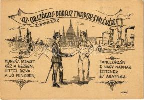 1946 Országos Parasztnapok emlékére. Az Ipar a Mezőgazdaságért. Magyar Parasztélet kiadása, reklámlap / Hungarian National Farm Days, Industry for the Agriculture, propaganda, advertisement card