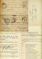 Adler Károly (1835-1907) a Gschwindt pezsgőgyár igazgatójának okmány hagyatéka levelezőlapok, névjegykártya, udvari fogadásra ruházati előírás, Józsefvárosi újság, pohárköszöntő beszéd