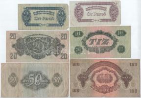 1944. 2P + 5P + 10P + 20P + 50P + 100P "A Vöröshadsereg Parancsnoksága" T:III,III-