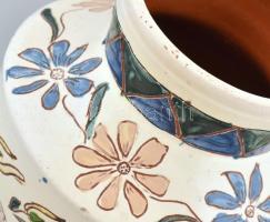 1930 Kiss Dezső Nagybánya, népi váza, csorbákkal, m:19cm