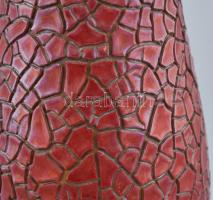 Zsolnay ökörvér mázas, repesztett mázas porcelán váza, jelzett, apró sérülésekkel, m: 26,5 cm
