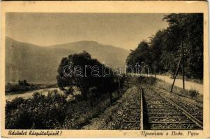 Nagy-ág-völgye, Rika; vasútvonal. Ausländer Ignác kiadása / railway line in the valley (vágott / cut)