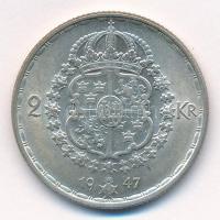 Svédország 1947TS 2Kr Ag "V. Gusztáv" T:1-,2 
Sweden 1947TS 2 Kronor Ag "Gustaf V&qu...