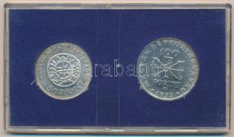 1972. 50Ft Ag + 100Ft Ag "Szent István" eredeti, sérült kék "MNB" plasztik tokba...