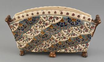 Fischer Ignácz Budapest, jardiniere, kézzel festett, aranyozott porcelánfajansz, jelzett "Fisch...