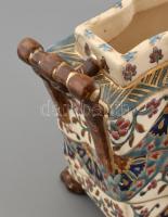 Fischer Ignácz Budapest, jardiniere, kézzel festett, aranyozott porcelánfajansz, jelzett "Fisch...