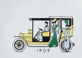 Francia kínálótál, jelzett, kopásnyomokkal, d:30cm