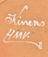 Hódmezővásárhely kerámia tál, jelzett, lepattanásokkal, m:33cm