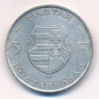 1946. 5Ft Ag "vastag Kossuth" fordított peremirat T:2 kis ph. Adamo F8