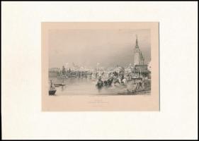 Rudolf Alt (1812-1905): Prag Kleinseite und Hradschin, acélmetszet, papír, jelzett a dúcon, paszpartuban, 10x15,5 cm