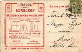 1907 Balatoni halászat. Hátoldalon sorsjegy A Szegénygyermek Poliklinika javára (EK)