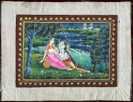 Indiai selyemkép / Indian silk-picture 25x18cm