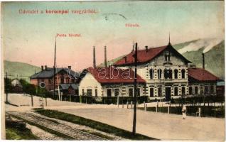 1909 Korompa, Krompach, Krompachy; Vasgyár, postahivatal, főiroda / iron works, factory, post office, main office